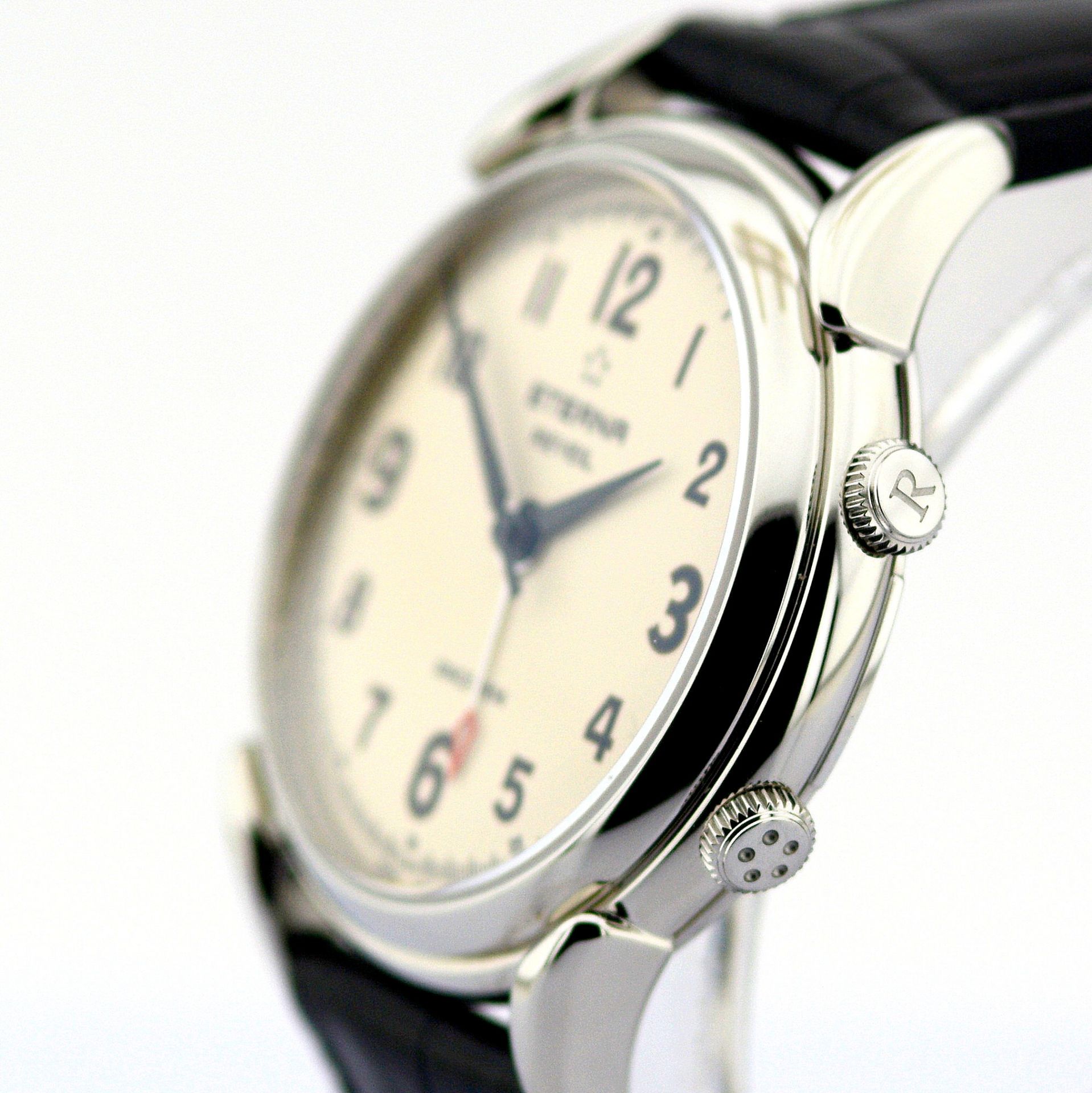 Eterna / Reveil Alarm - Black Strap - Gentlmen's Steel Wrist Watch - Image 5 of 10