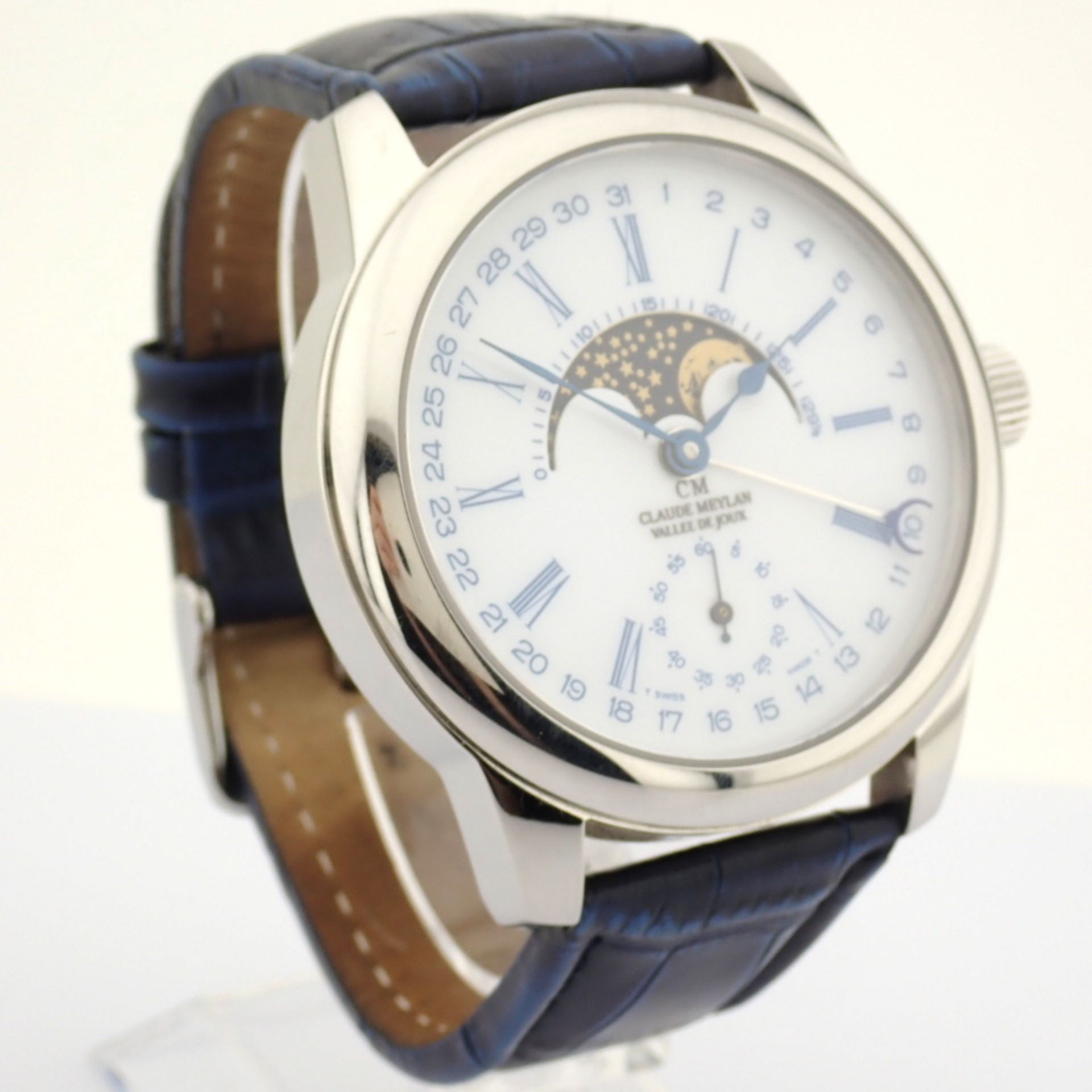 Claude Meylan / Vallee De Joux Moonphase - Gentlmen's Steel Wrist Watch - Image 3 of 11