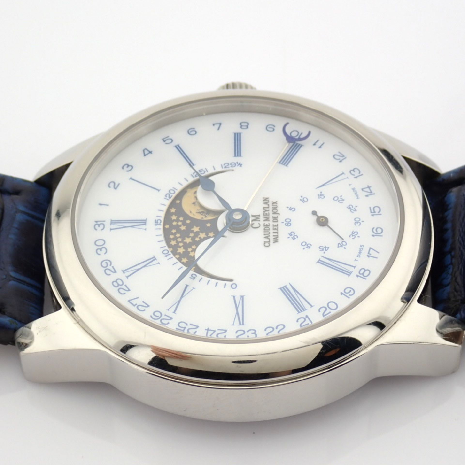 Claude Meylan / Vallee De Joux Moonphase - Gentlmen's Steel Wrist Watch - Image 7 of 11