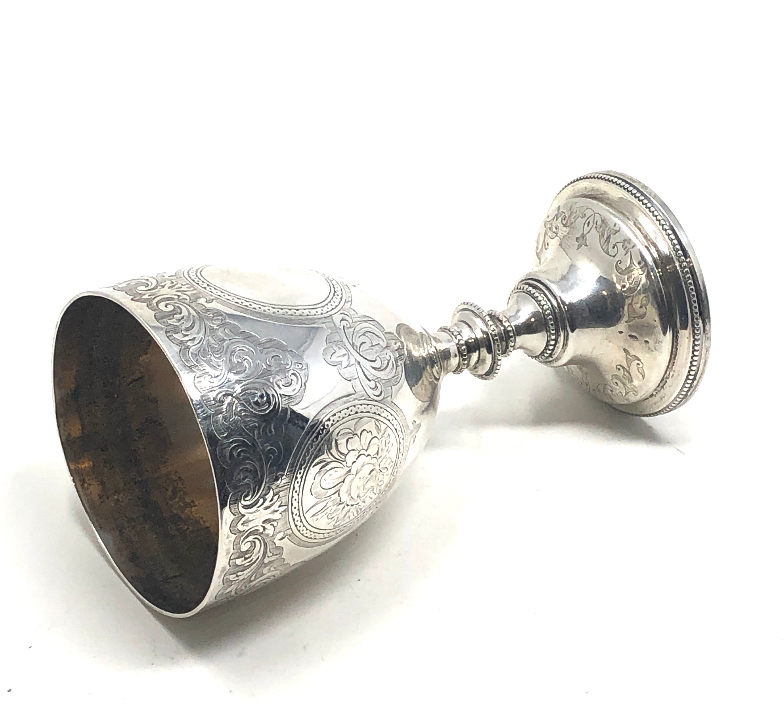 Victorian silver goblet London silver hallmarks measures approx 15cm tall - Image 3 of 4