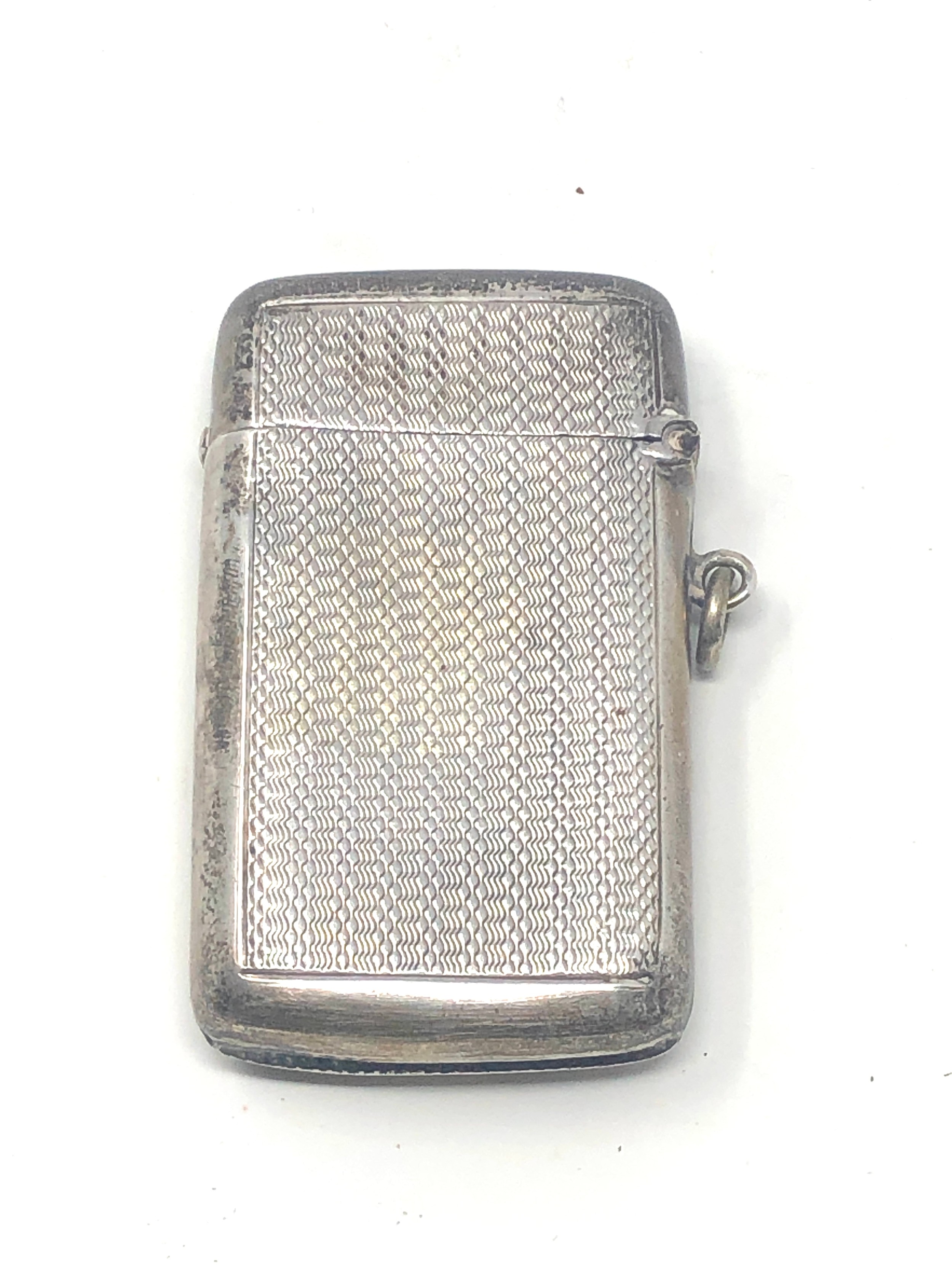 Oversize Antique silver vesta case match striker measures approx 6.6cm by 4cm wide Birmingham silver - Image 2 of 5