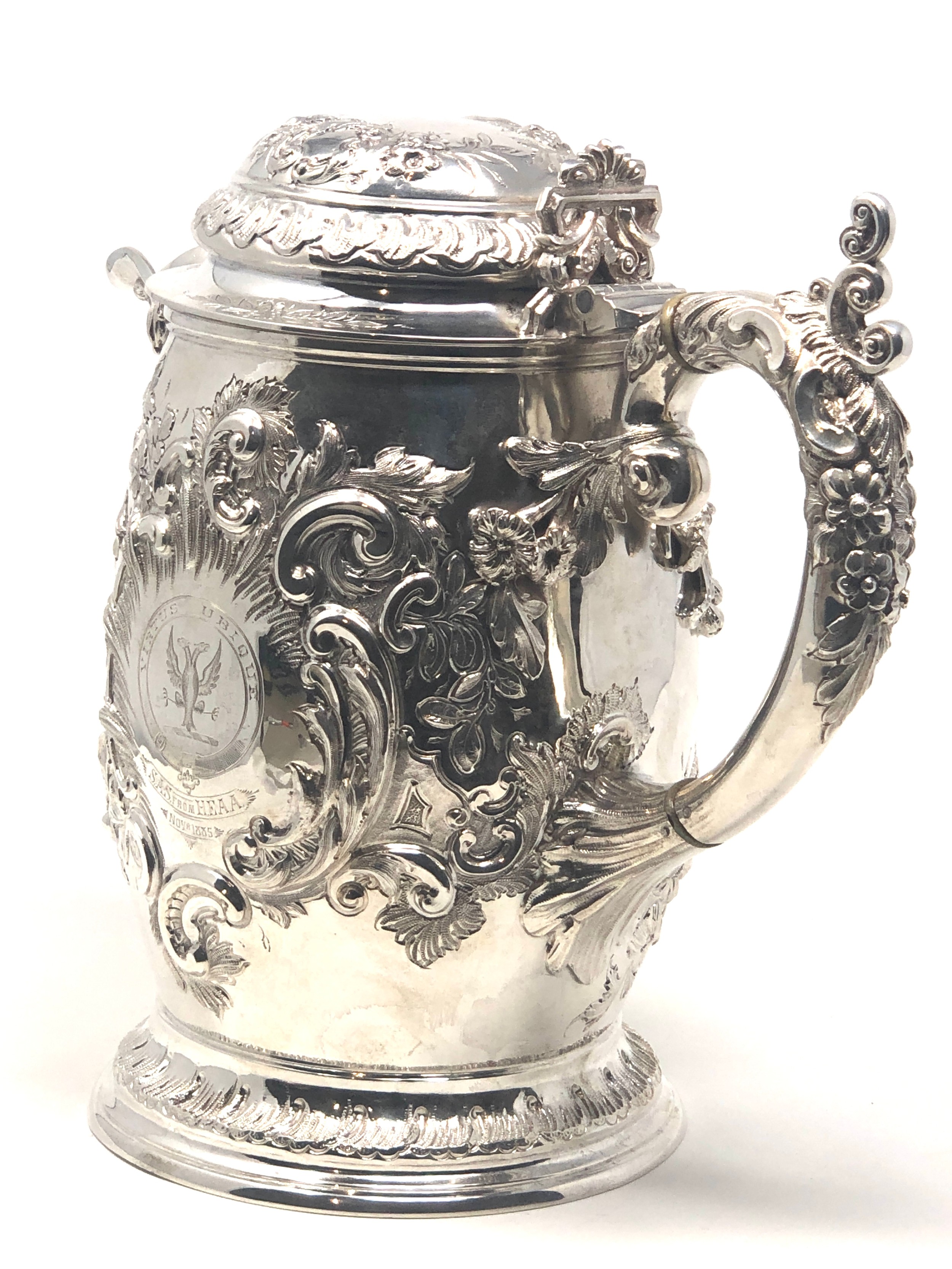 Fine Large Victorian silver flagon London silver hallmarks by Richard Martin & Ebenezer Hall - Image 10 of 10