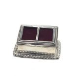 Antique silver double stamp box Birmingham silver hallmarks measures approx 6.6cm wide height 2.8g