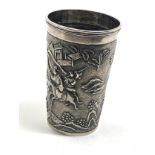 Fine antique chinese silver beaker measures approx height 9cm