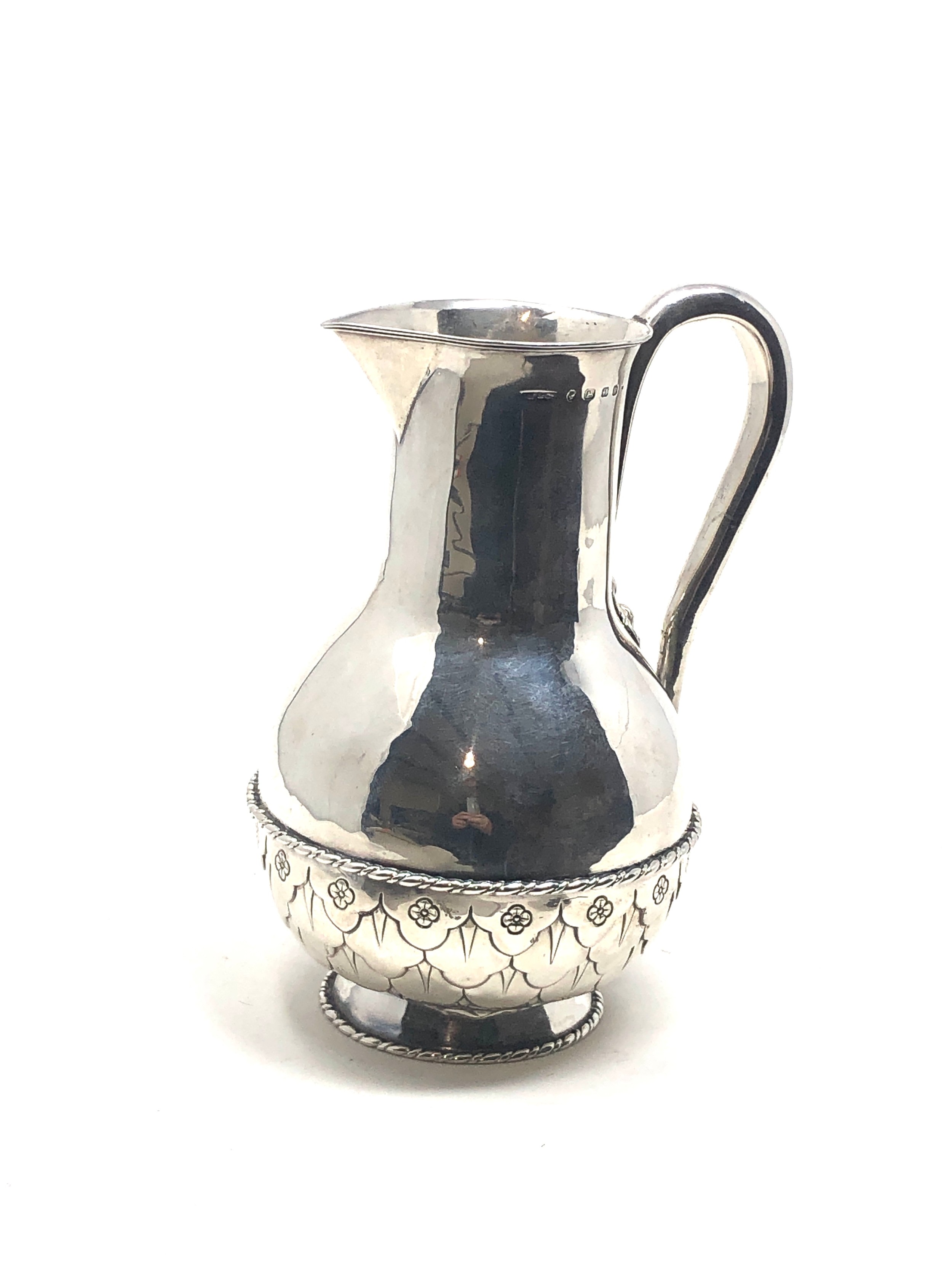 Victorian silver jug by John Hardman & Co Birmingham silver hallmarks With rope-twist borders and an - Image 2 of 4