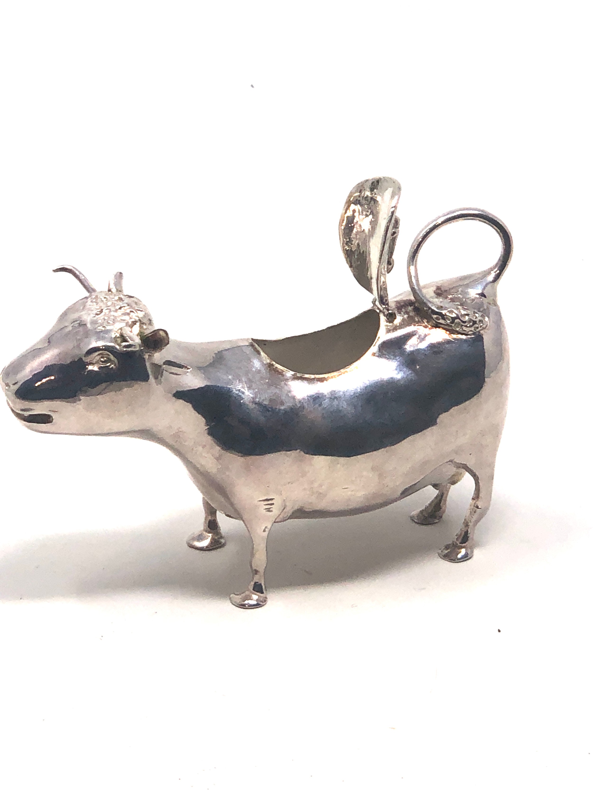 Antique continental silver cow creamer measures approx 13.5cm wide height 9cm - Image 3 of 6