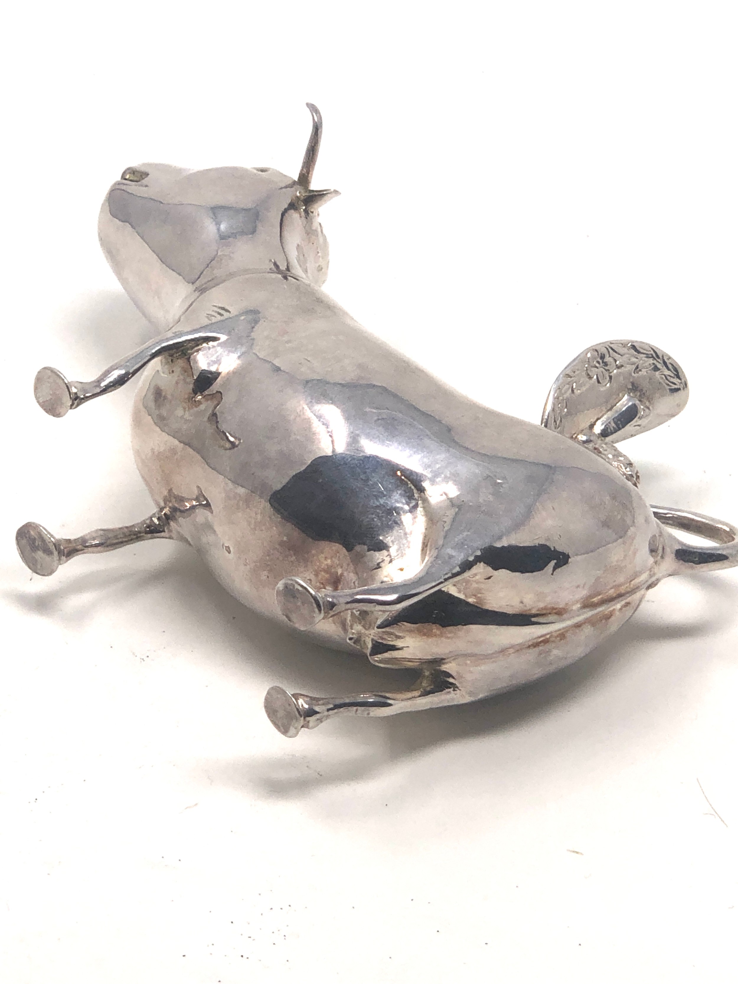 Antique continental silver cow creamer measures approx 13.5cm wide height 9cm - Image 4 of 6