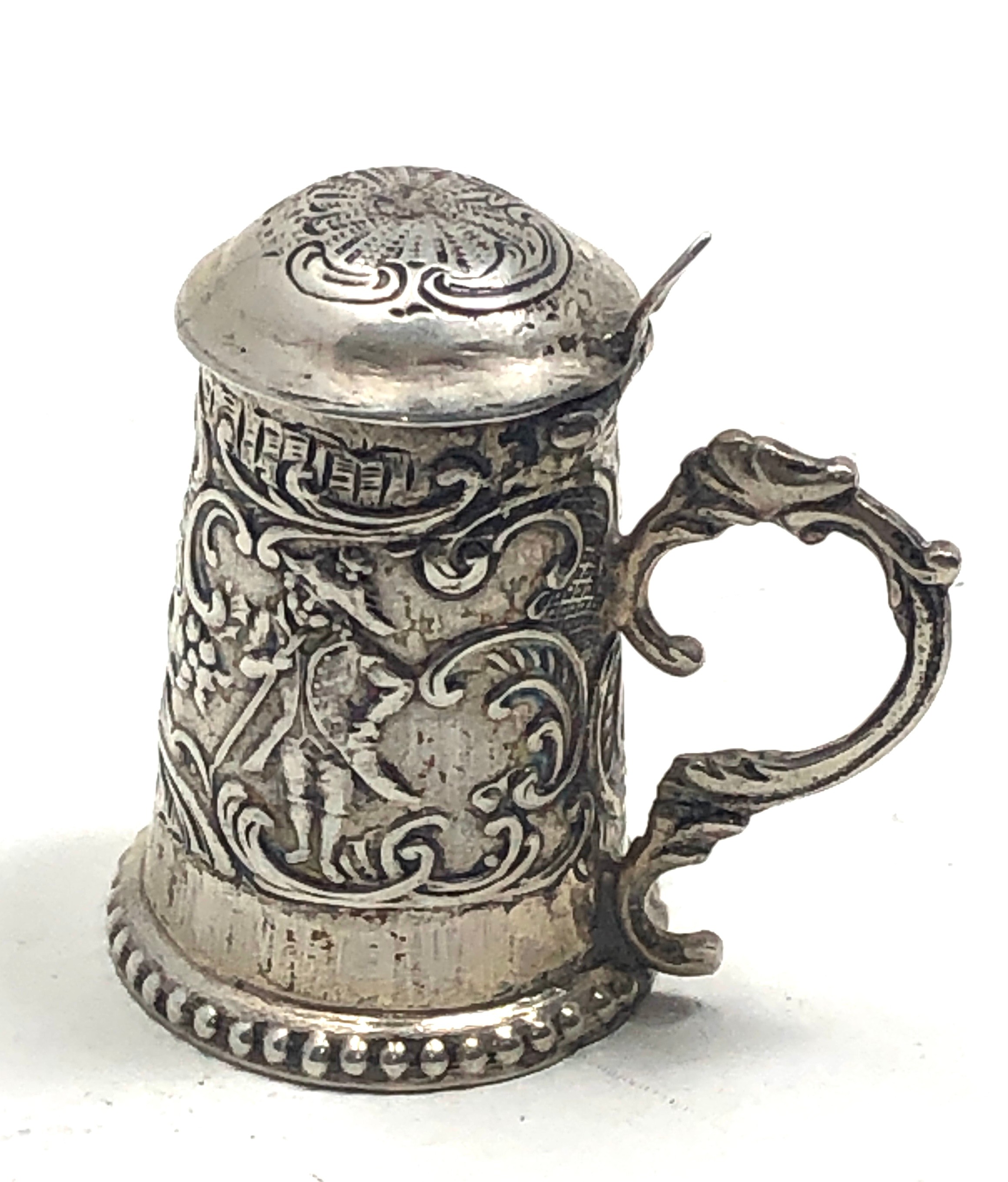 Antique miniature continental silver tankard