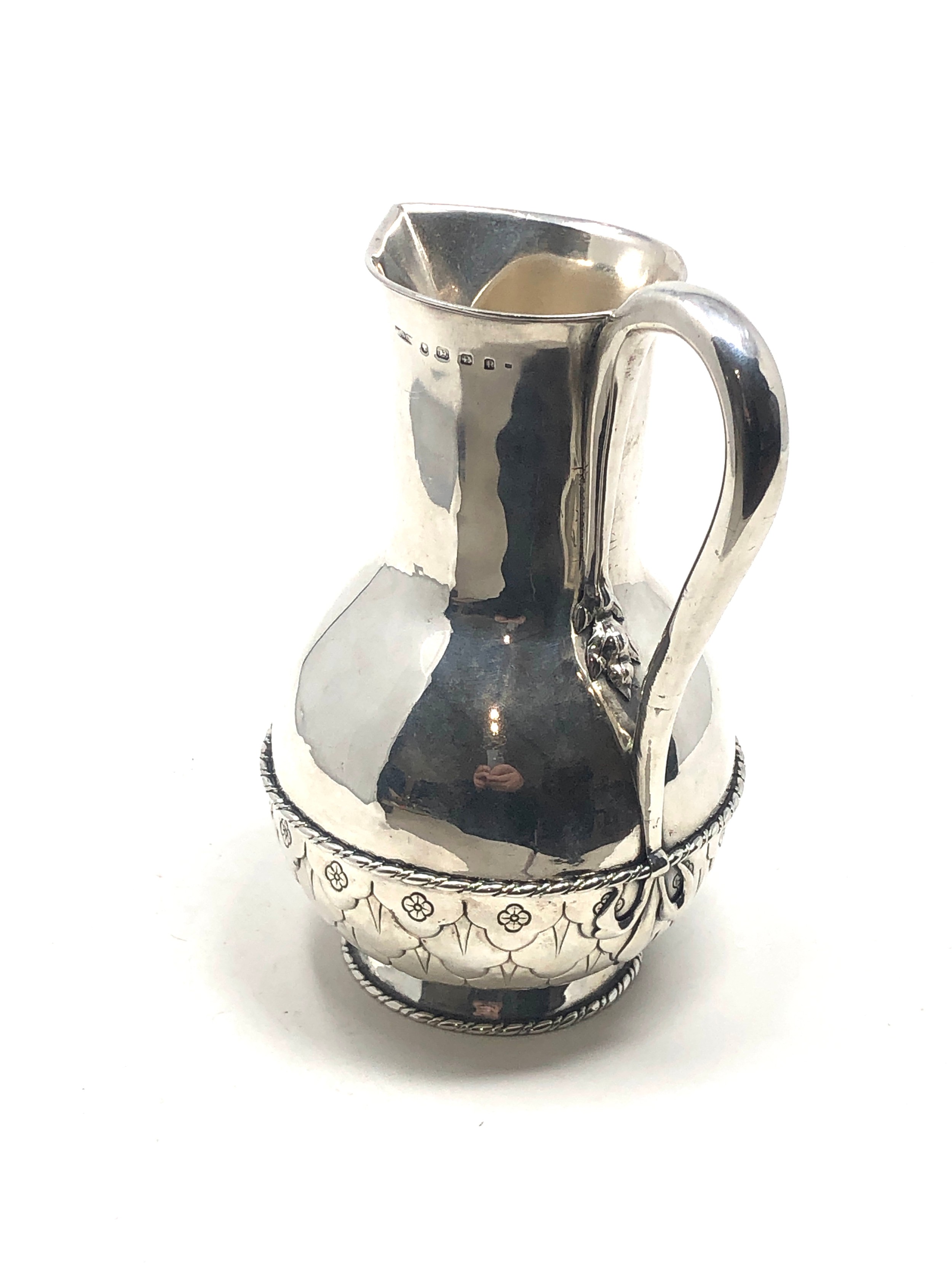 Victorian silver jug by John Hardman & Co Birmingham silver hallmarks With rope-twist borders and an