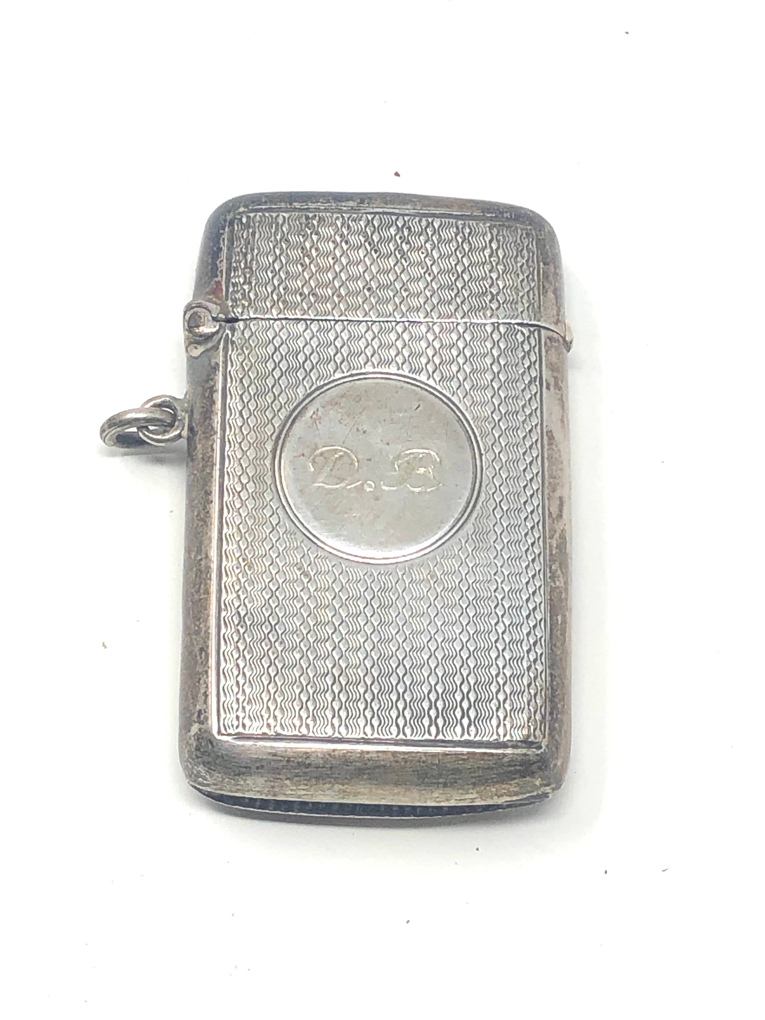 Oversize Antique silver vesta case match striker measures approx 6.6cm by 4cm wide Birmingham silver