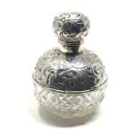 Antique glass and silver scent bottle measures approx height 12.5cm
