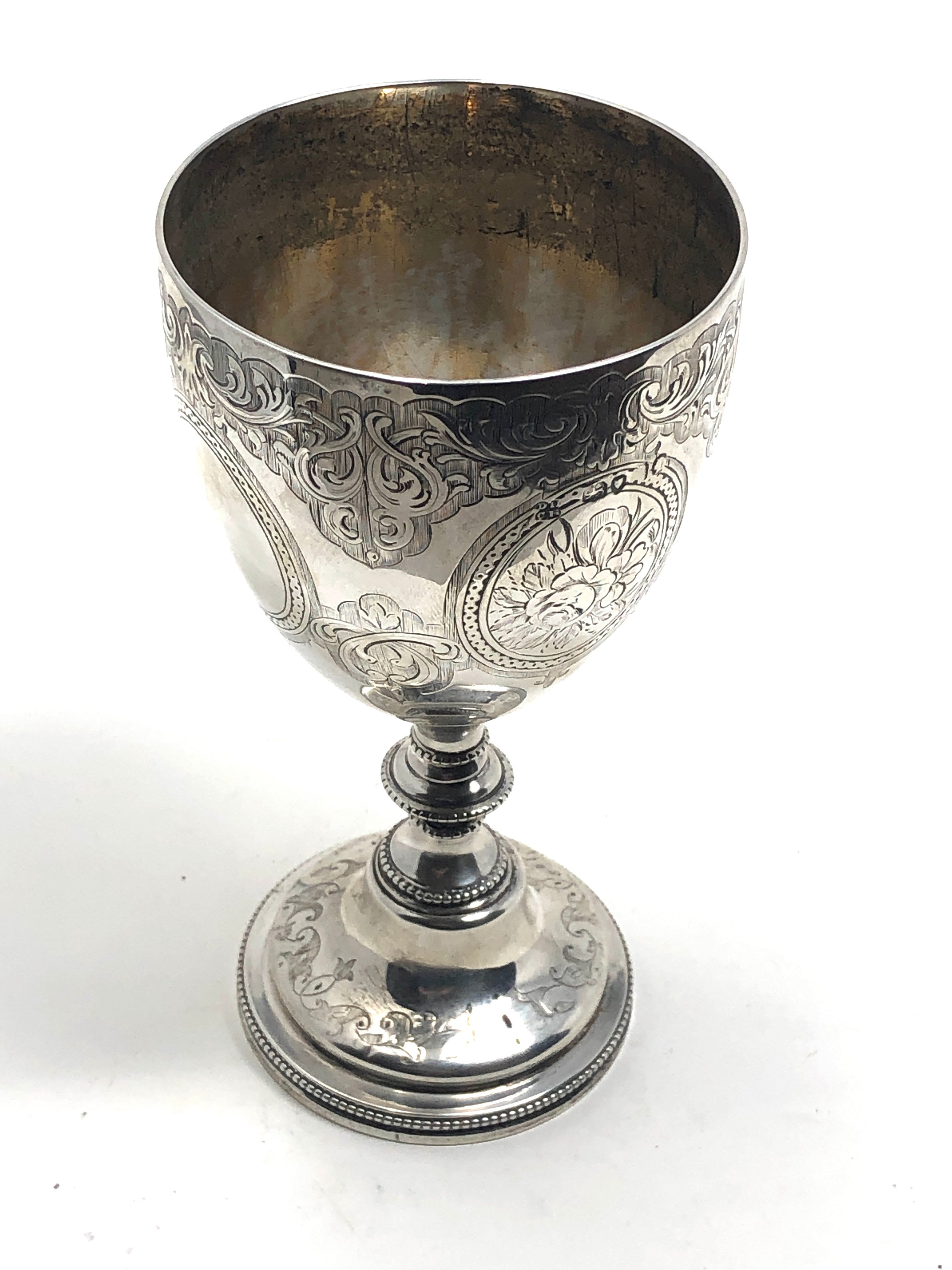 Victorian silver goblet London silver hallmarks measures approx 15cm tall - Image 2 of 4