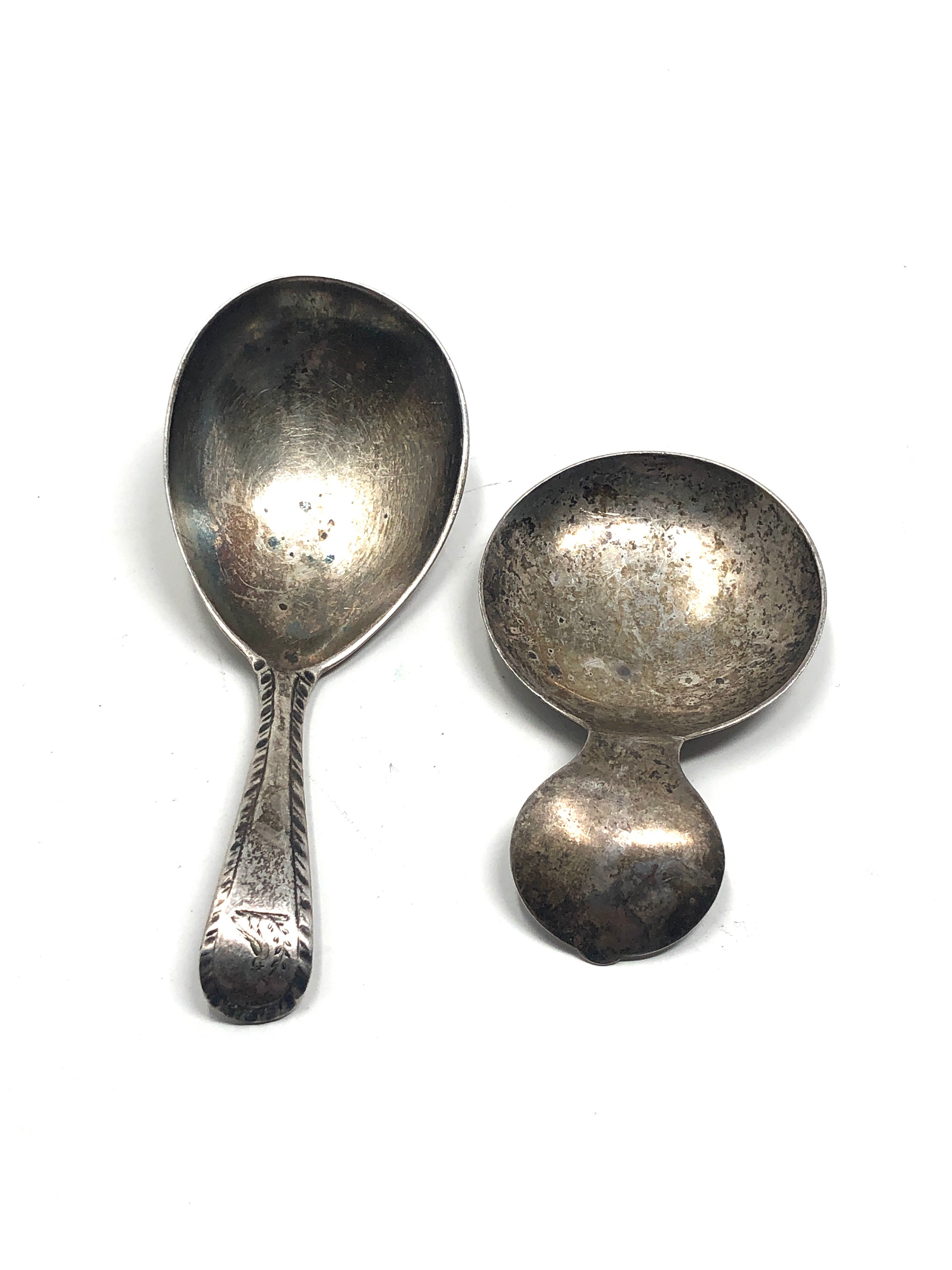 2 antique silver tea caddy spoons