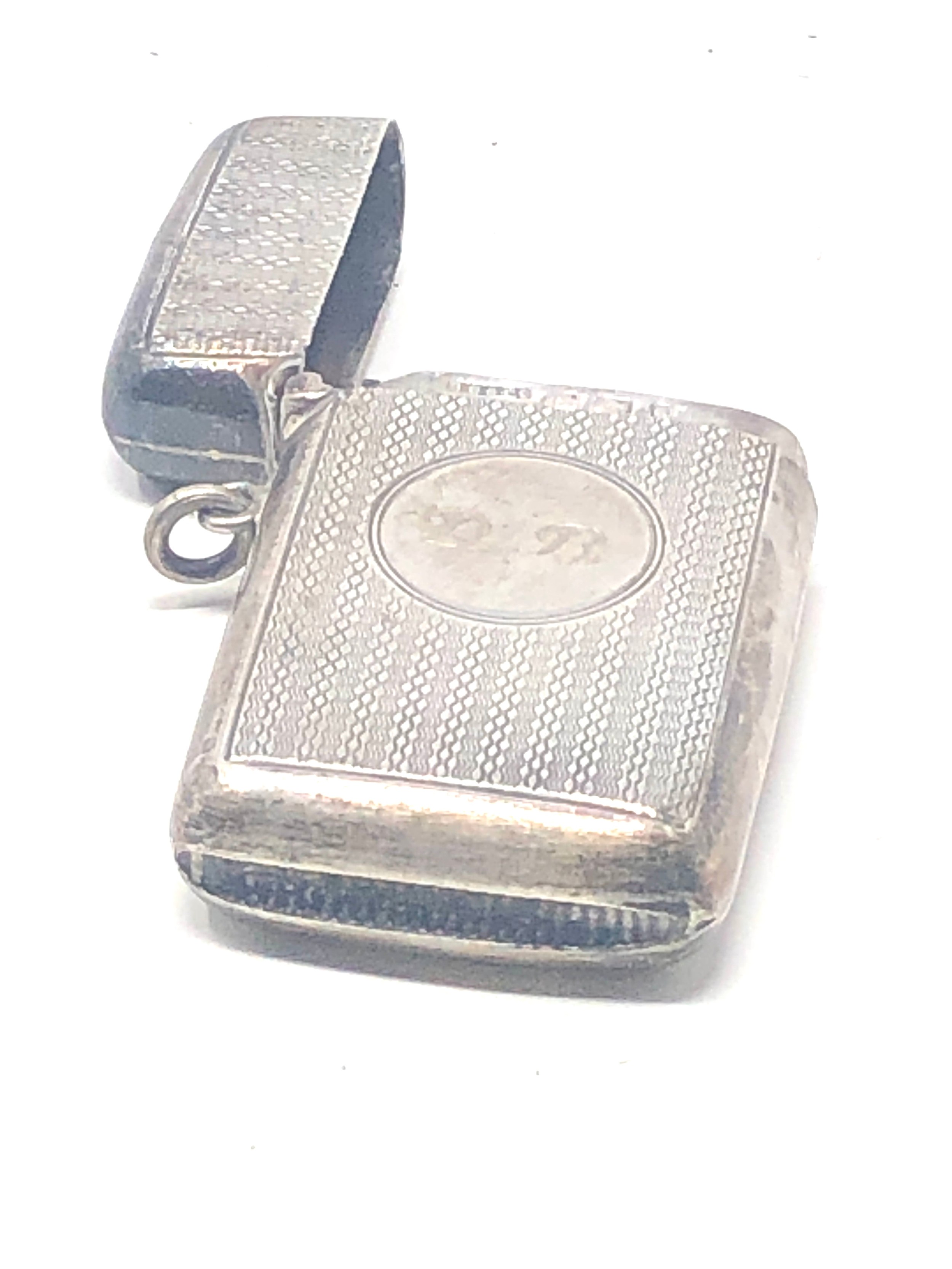 Oversize Antique silver vesta case match striker measures approx 6.6cm by 4cm wide Birmingham silver - Image 5 of 5