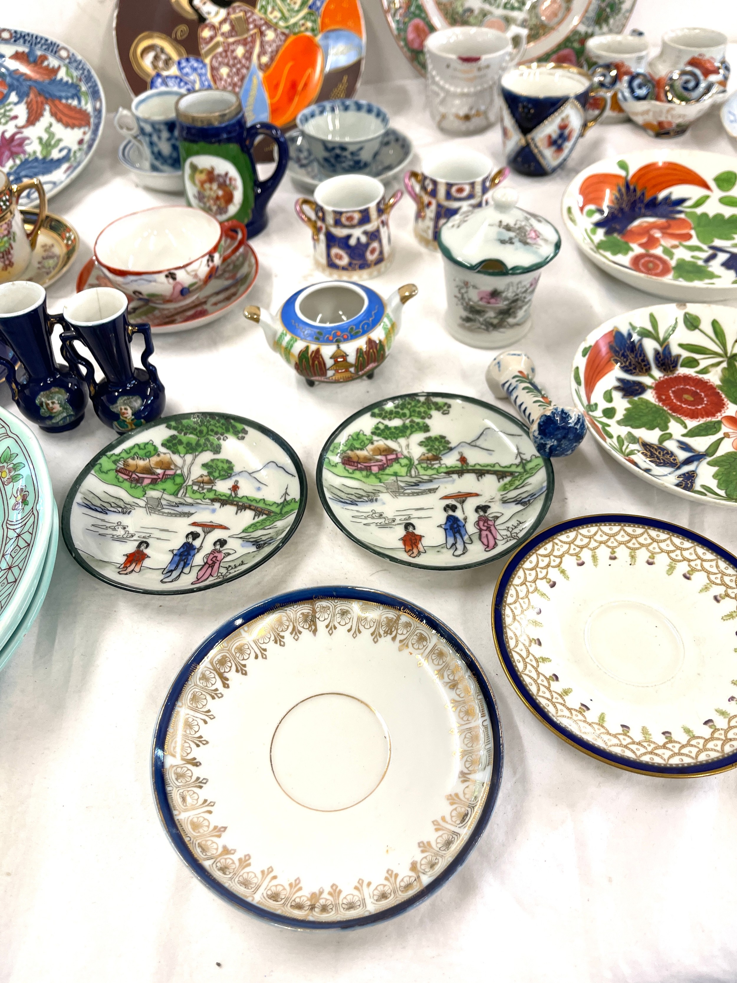 Selection of antique and later cups, saucers etc to include Chinese pieces - Image 2 of 9