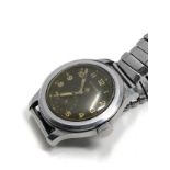 WW2 Cyma dirty dozen military issue wrist watch large winding crown the watch is ticking but no