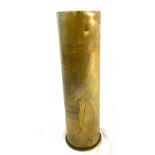 Large french ww1 shell case marked 105 mle 1913 engraved with scantily clad lady height 39cm 10.