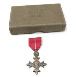 Boxed military O.B.E medal with original outer box