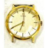 Gents omega wristwatch with silvered dial watch is ticking but no warranty given