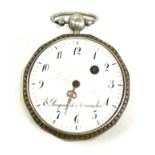 18th century French silver cased pocket watch proguer avranches