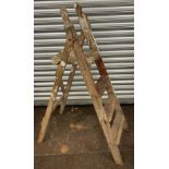 Pair vintage wooden step ladders