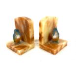 Pair of vintage marble king fisher bookends height approx 5" tall