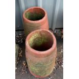 2 Terracotta chimney pots, approximate height 20 inches