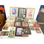 Selection framed advertising pictures, various sizings