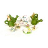 Vintage Beatrix Potter ornaments includes, Fererick Warne watering can, Hunca Munca, Jemima puddle