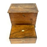 Victorian walnut work box with small pine trunk