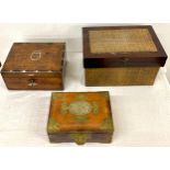 Victorian work box together with 2 other boxes