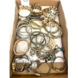 Selection of ladies costume bangles and various ladies watches, all untested