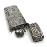 Fine antique European solid silver etui / necessaire; with repousse rococo style decoration, and