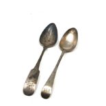 2 Antique silver table spoons worn condition 136g