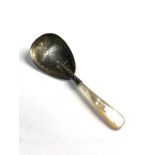 Antique silver & mother of pearl handle tea caddy spoon