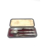 Victorian silver christening set boxed Birmingham silver hallmarks by george unite age related wear