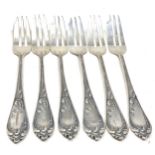 Set of 6 antique latvian silver pastry forks weight 146g