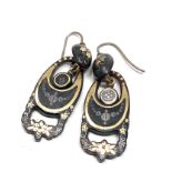 Antique victorian pique earrings measure approx 3.8cm drop