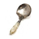 Victorian silver & mop handle tea caddy spoon makers george unite