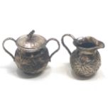 Vintage oriental silver miniature milk & sugar