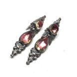 Rare Antique Georgian Iberian silver foiled pink crystal earrings circa 1770 measure approx 5.5cm