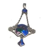 An antique sterling silver & enamel charles horner Art Nouveau pendant 67 mm drop