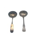 2 antique georgian irish silver ladle spoons weight 128g