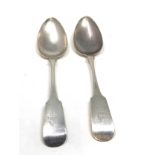 2 georgian irish silver table spoons weight 124g