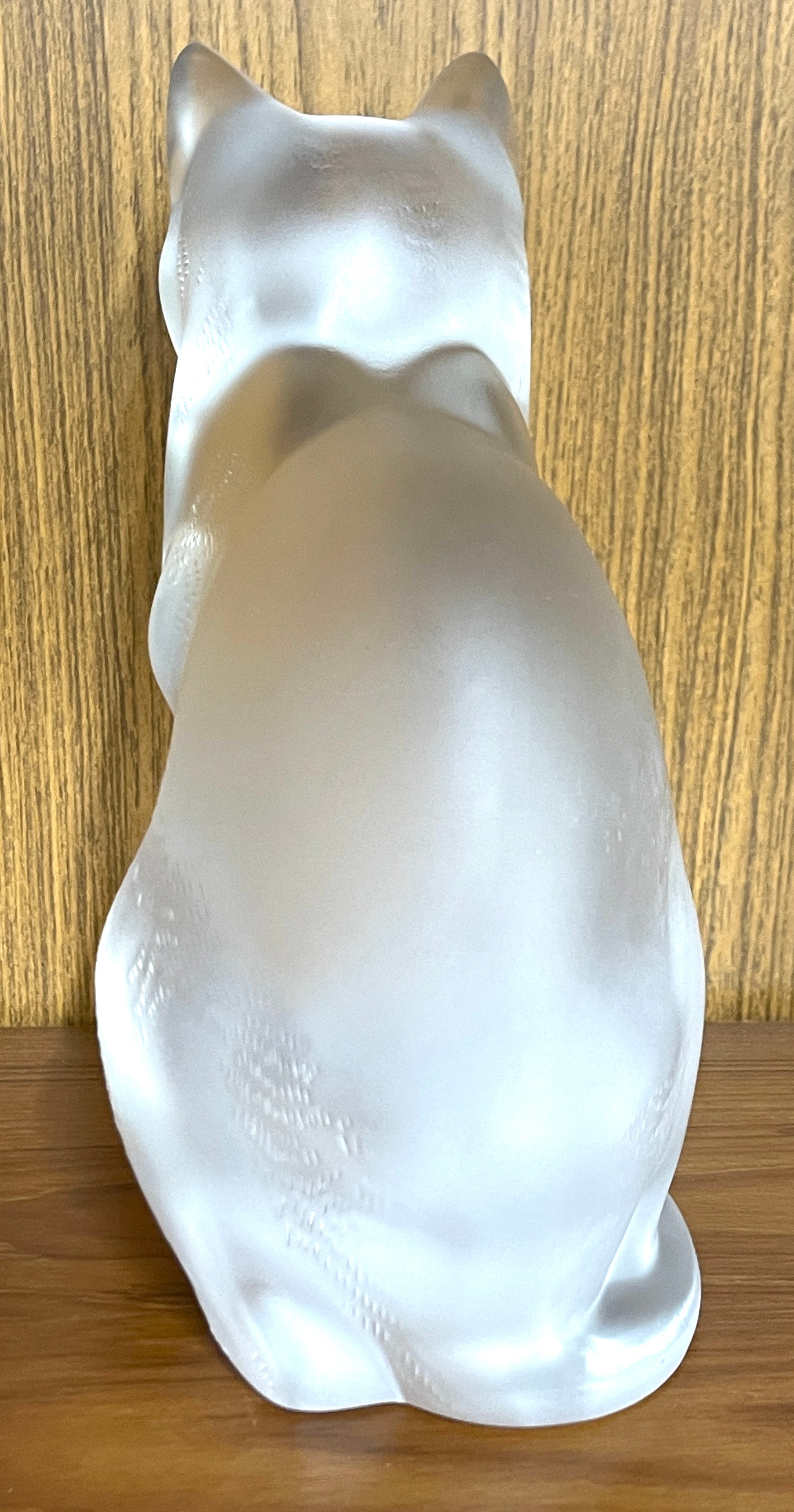 Lalique Crystal Cat Sitting 11603, sculptured figure of a sitting cat, executed in frosted - Image 4 of 10