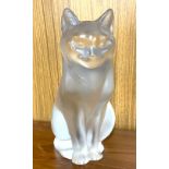 Lalique Crystal Cat Sitting 11603, sculptured figure of a sitting cat, executed in frosted