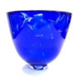 Julia Linstead cobalt blue glass Goldfish bowl, good overall condition, approximate measurement: