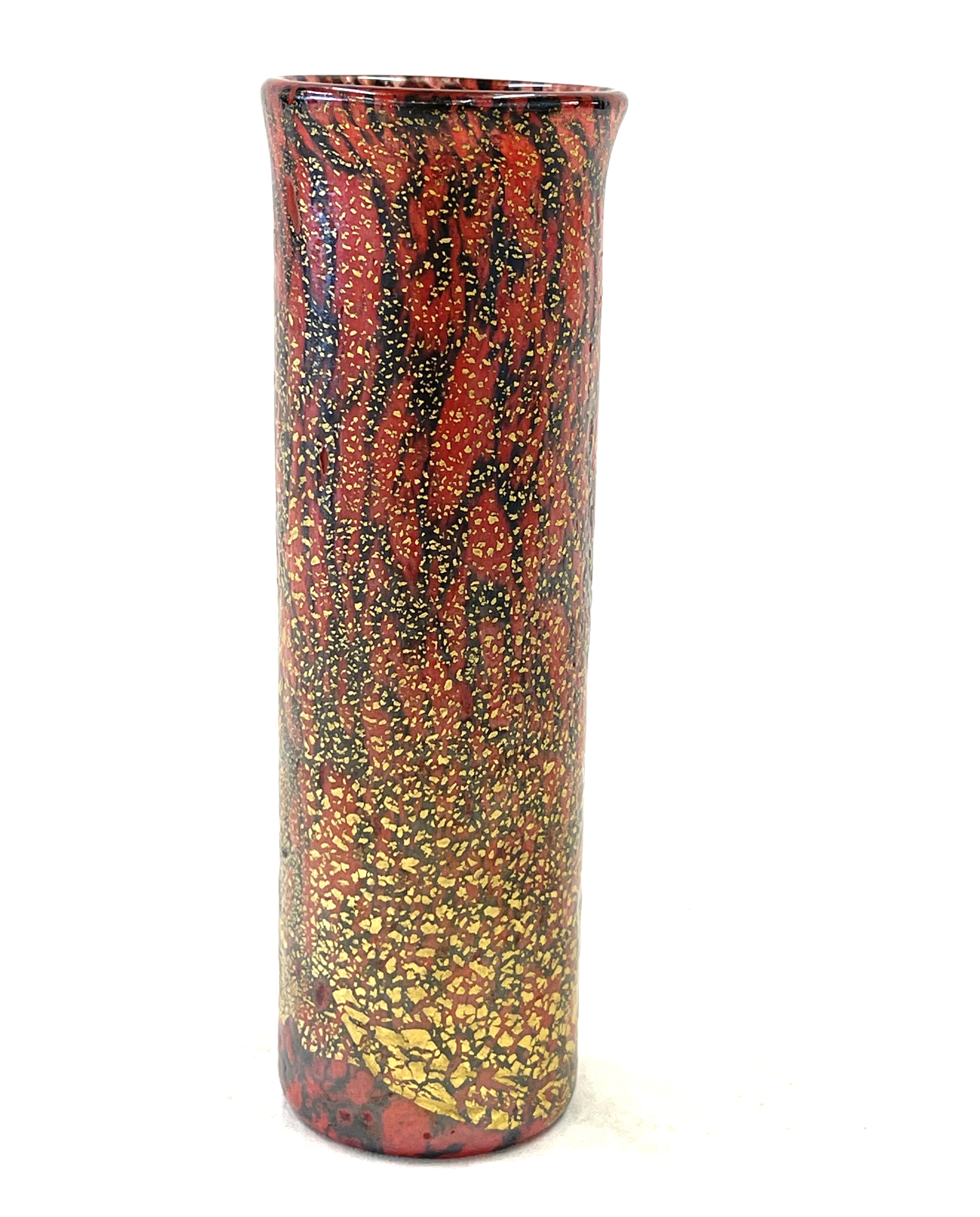 A very rare Isle of Wight Studio Glass 'Firecracker' cylinder vase, designed by Timothy Harris in