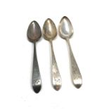 3 antique irish silver tea spoons weight 38g