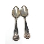 2 georgian silver table spoons weight 214g